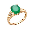 Кольцо из красного золота с зеленым агатом