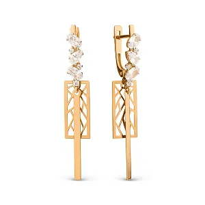 Серьги из красного золота с фианитами