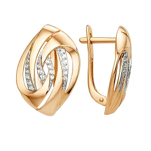 Серьги из красного золота с фианитами