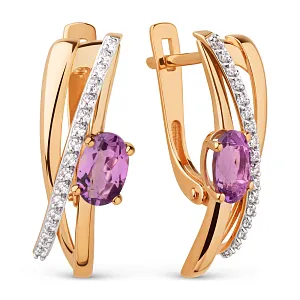 Серьги из красного золота с аметистами