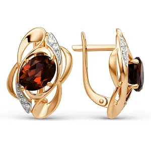 Серьги из красного золота с гранатами