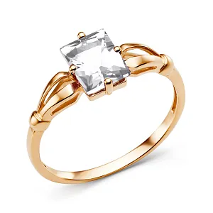 Кольцо из красного золота с фианитом