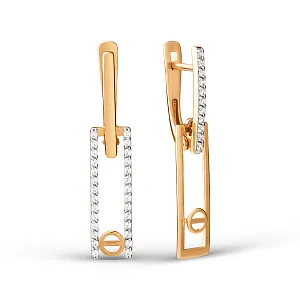 Серьги из красного золота с фианитами