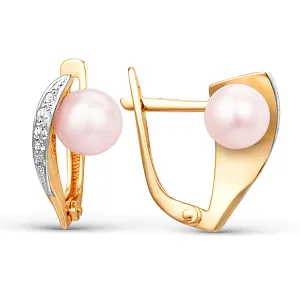 Серьги из красного золота с фианитами