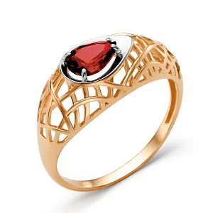 Кольцо из красного золота с гранатом