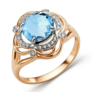 Кольцо из красного золота с swiss топазом