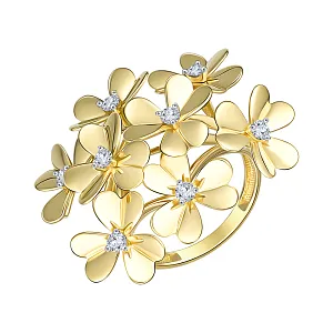 Кольцо из желтого золота с фианитами