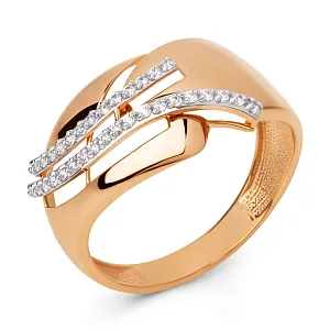 Кольцо из красного золота с фианитами