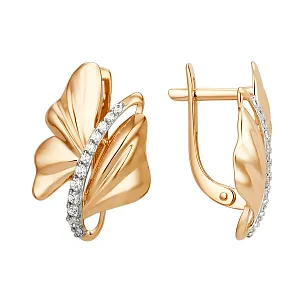 Серьги из красного золота с фианитами