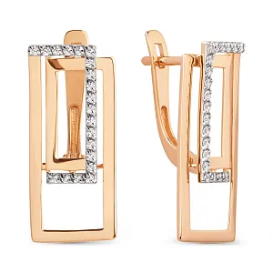 Серьги из красного золота с фианитами