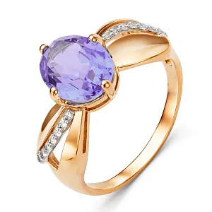 Кольцо из красного золота с аметистом