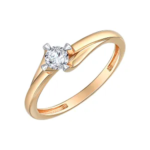 Кольцо из красного золота с бриллиантом