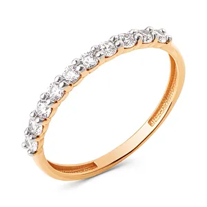 Кольцо из красного золота с фианитами