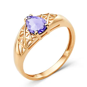 Кольцо из красного золота с аметистом