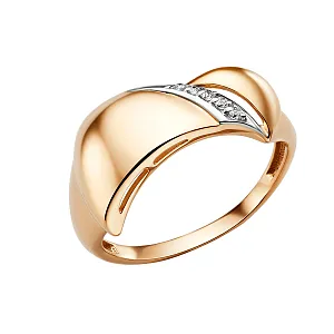 Кольцо из красного золота с фианитами