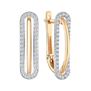 Серьги из красного золота с фианитами