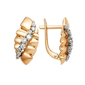 Серьги из красного золота с фианитами