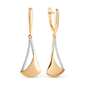 Серьги из красного золота с фианитами