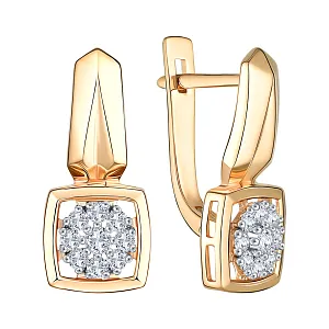 Серьги из красного золота с бриллиантами