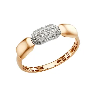 Кольцо из красного золота с фианитами