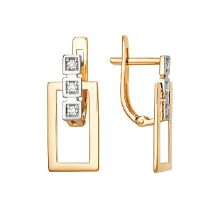 Серьги из красного золота с фианитами