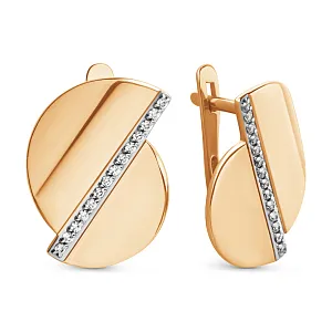 Серьги из красного золота с фианитами