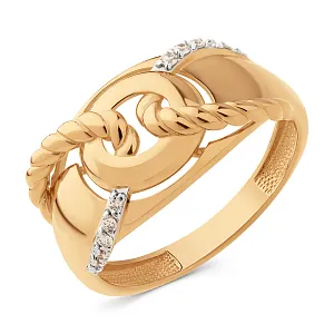 Кольцо из красного золота с фианитами