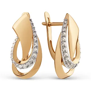 Серьги из красного золота с фианитами