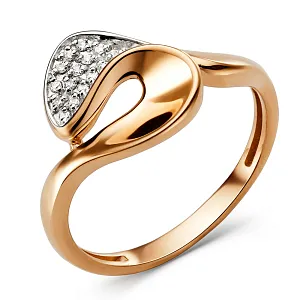 Кольцо из красного золота с фианитами