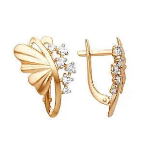 Серьги из красного золота с фианитами