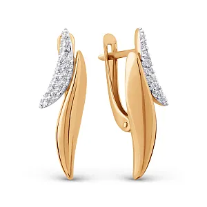 Серьги из красного золота с фианитами