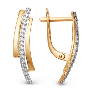 Серьги из красного золота с фианитами