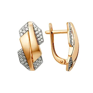 Серьги из красного золота с фианитами