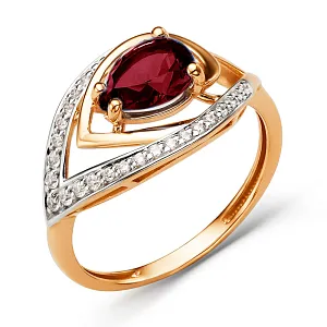 Кольцо из красного золота с гранатом