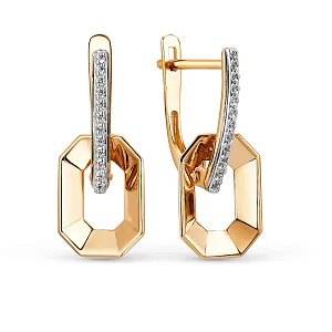 Серьги из красного золота с фианитами