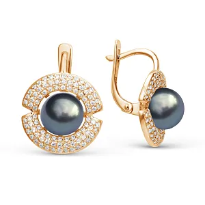 Серьги из красного золота с фианитами