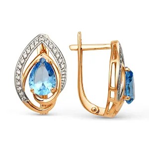 Серьги из красного золота с топазами