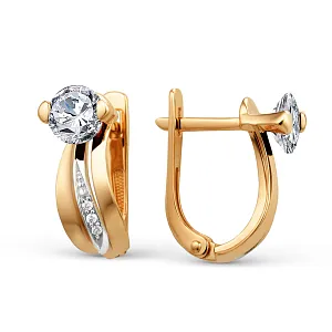 Серьги из красного золота с фианитами