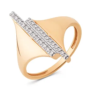 Кольцо из красного золота с фианитами