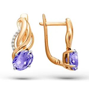 Серьги из красного золота с аметистами