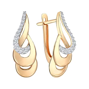 Серьги из красного золота с фианитами