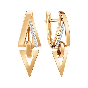 Серьги из красного золота с фианитами