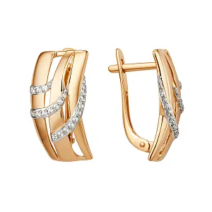 Серьги из красного золота с фианитами