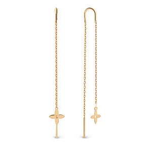 Серьги продевки из красного золота