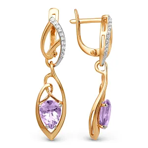 Серьги из красного золота с аметистами