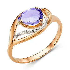 Кольцо из красного золота с аметистом