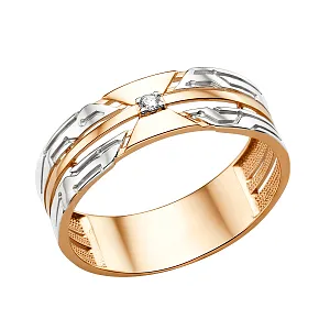 Кольцо из красного золота с фианитом