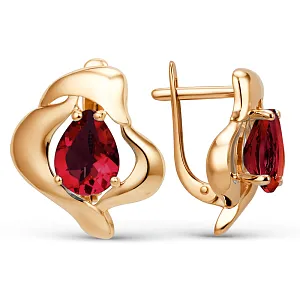 Серьги из красного золота с гранатами