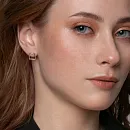 Серьги пусеты из красного золота с фианитами