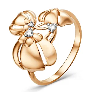 Кольцо из красного золота с фианитами